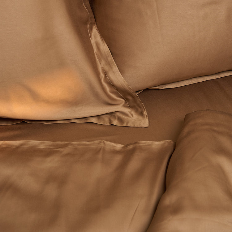 Hoeslaken en ander beddengoed van eco bamboe in de kleur bruin hazel