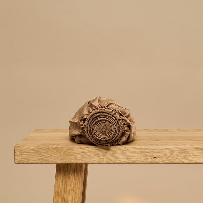 Hoeslaken rolletje eco bamboe in de kleur hazel bruin