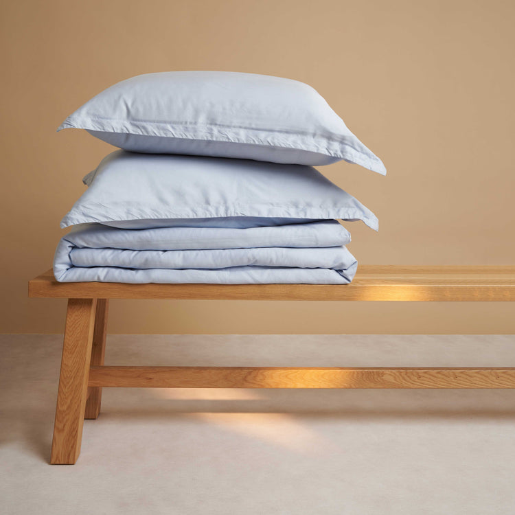 Productfoto van Tencel dekbedovertrek en kussenslopen in de kleur lichtblauw