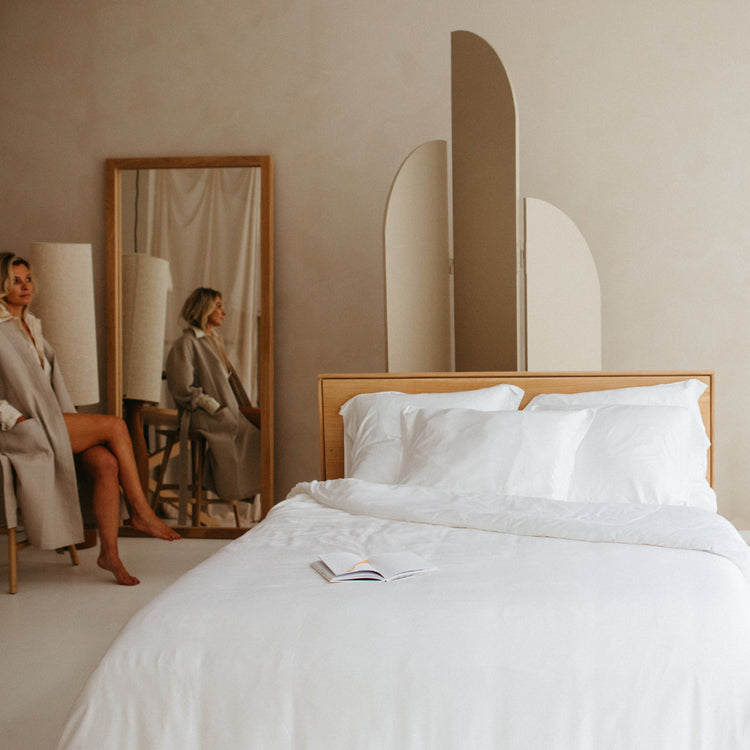Een mooie slaapkamer met Bamboe beddengoed in de kleur wit
