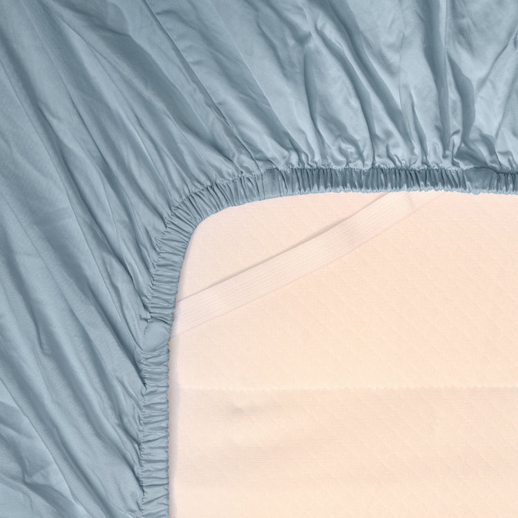 Onderkant hoeslaken TENCEL™ Sateen om matras in kleur Jeans Blue
