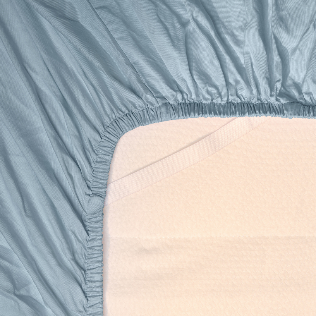 Onderkant hoeslaken TENCEL™ Sateen om matras in kleur Jeans Blue
