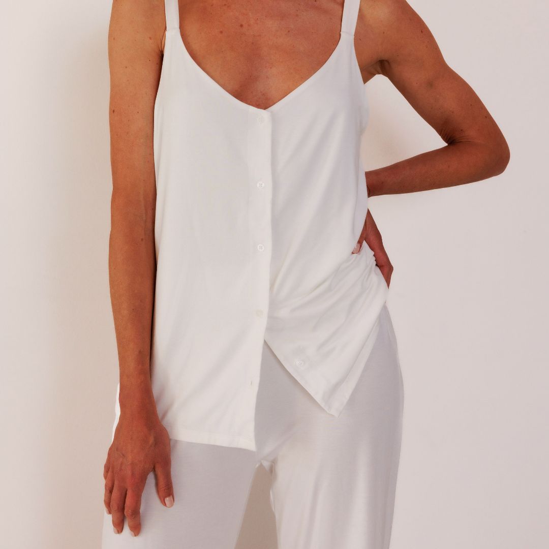 TENCEL™ Pyjama Top Dames Off White