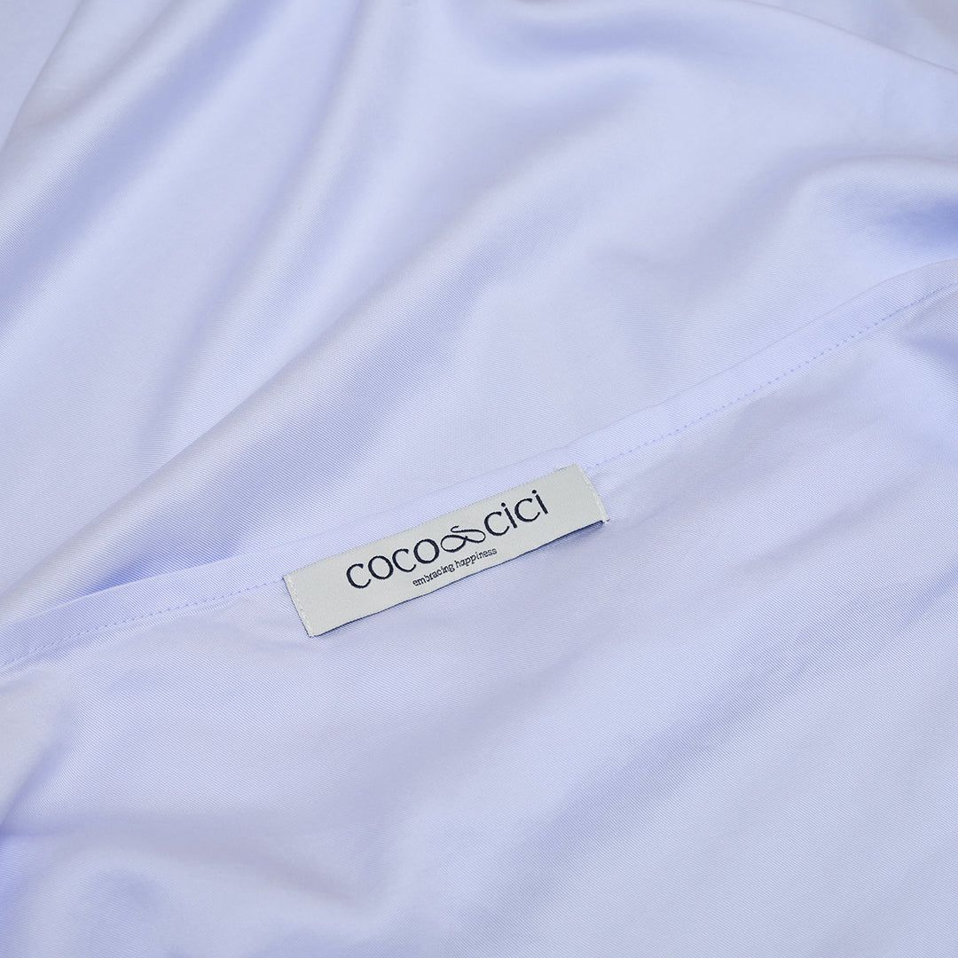 Sluiting van TENCEL™ Twill kussensloop in Lavendel Blauw 
