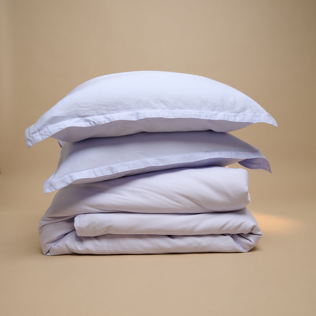 Tweepersoons TENCEL™ Twill dekbedovertrek in Lavendel Blauw met bijpassende kussenslopen  