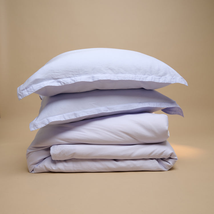 Tweepersoons TENCEL™ Twill dekbedovertrek in Lavendel Blauw met bijpassende kussenslopen  