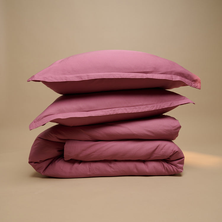 Tweepersoons TENCEL™ Twill dekbedovertrek in Dusty Rose met bijpassende kussenslopen 