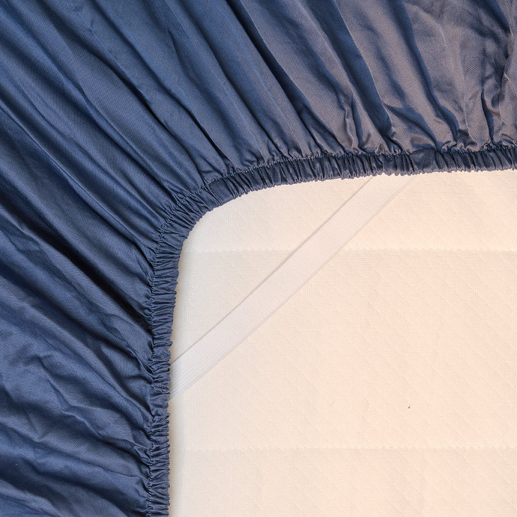 Onderkant hoeslaken TENCEL™ Twill om matras in kleur Donker Blauw