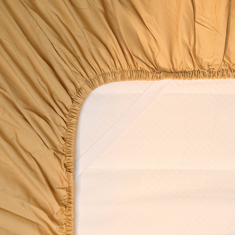 Onderkant hoeslaken TENCEL Twill om matras in kleur Okergeel
