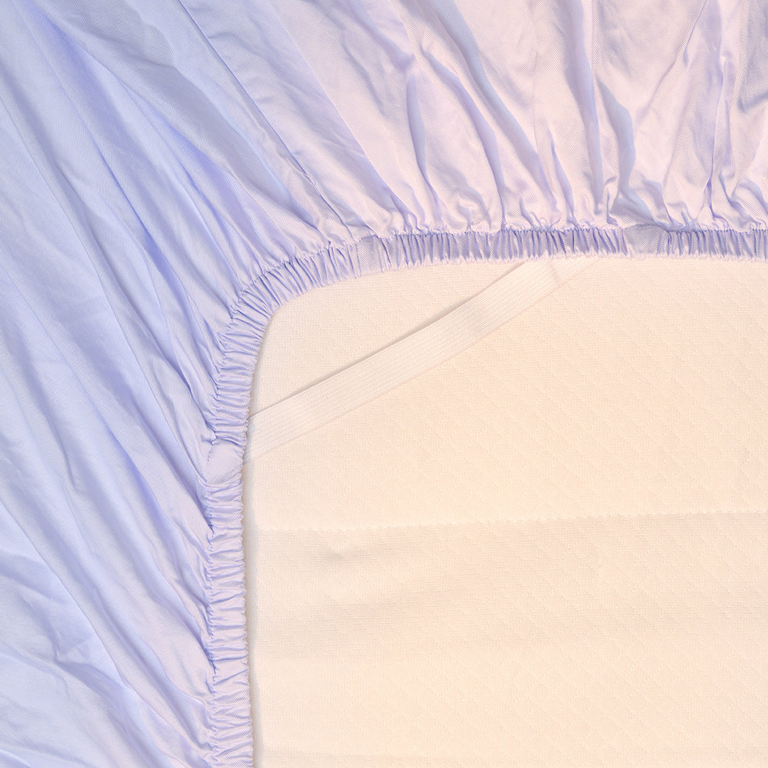 Onderkant hoeslaken TENCEL Twill om matras in kleur Lavendel Blauw