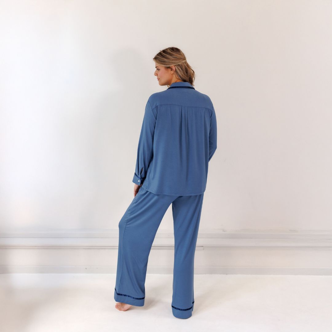 TENCEL™ Pyjama Set Lang Dames Donker Blauw