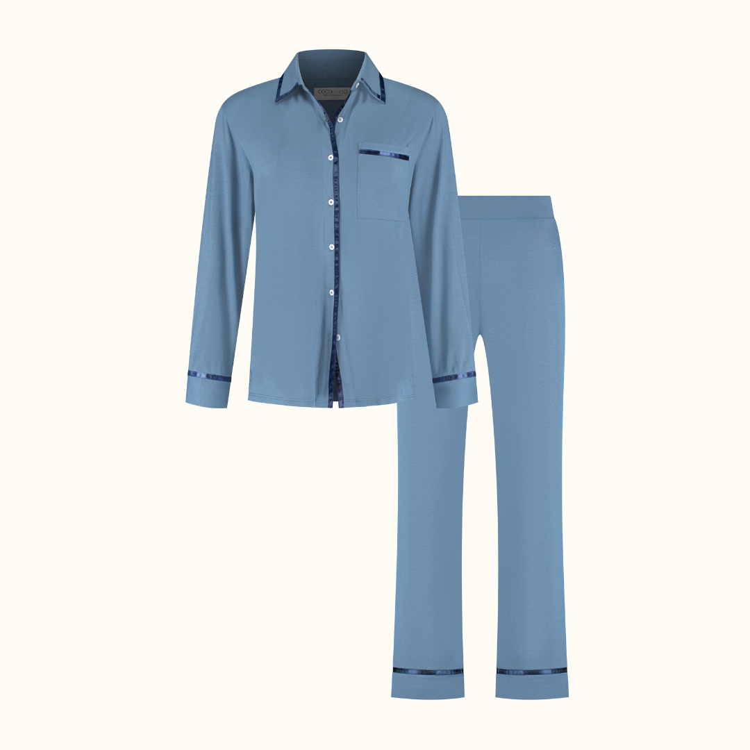 TENCEL™ Pyjama Set Lang Dames Donker Blauw