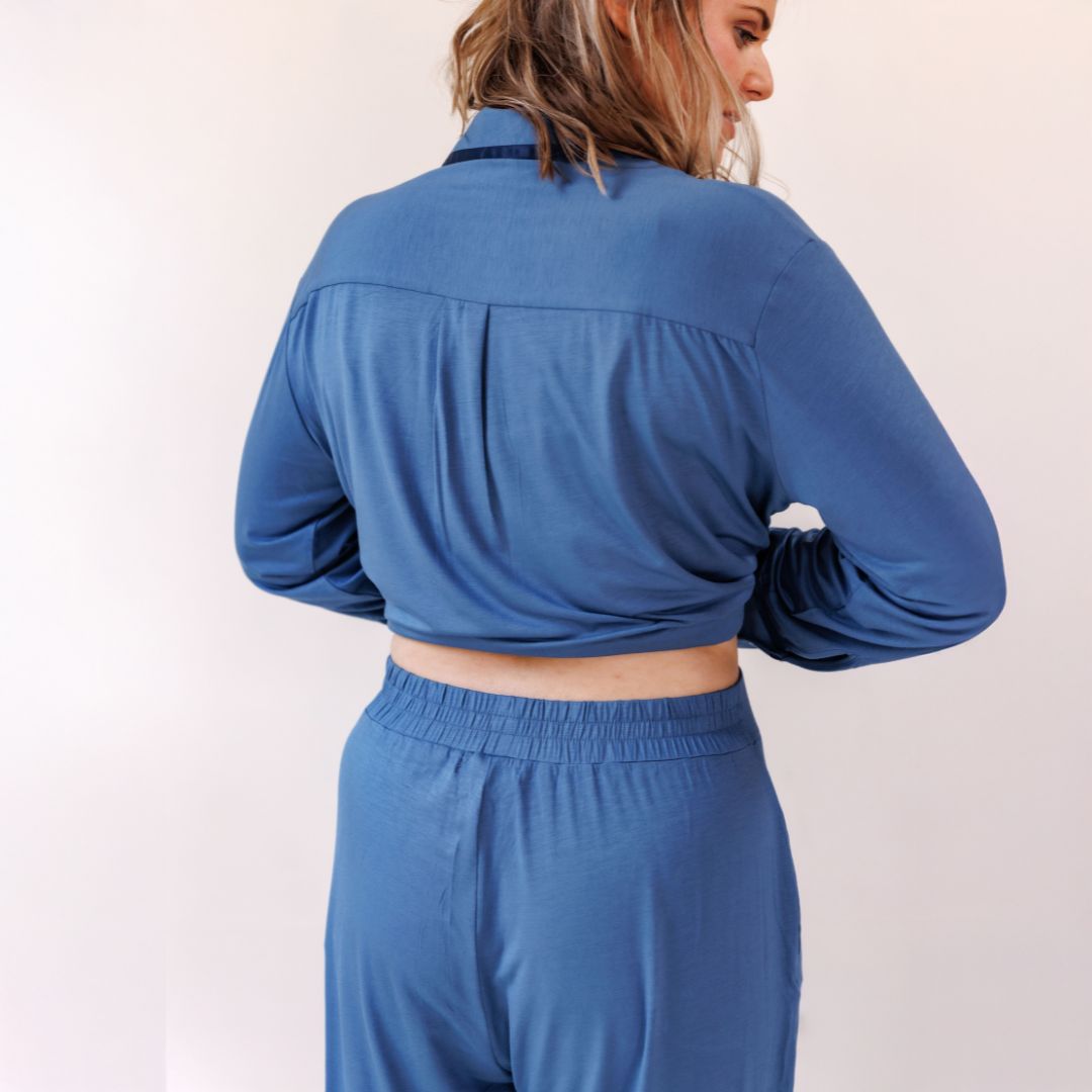 TENCEL™ Pyjama Set Lang Dames Donker Blauw