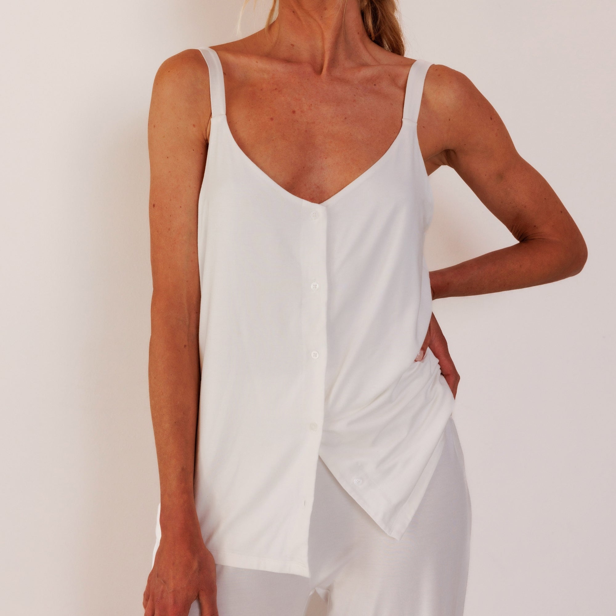 TENCEL™ Pyjama Top Dames Off White