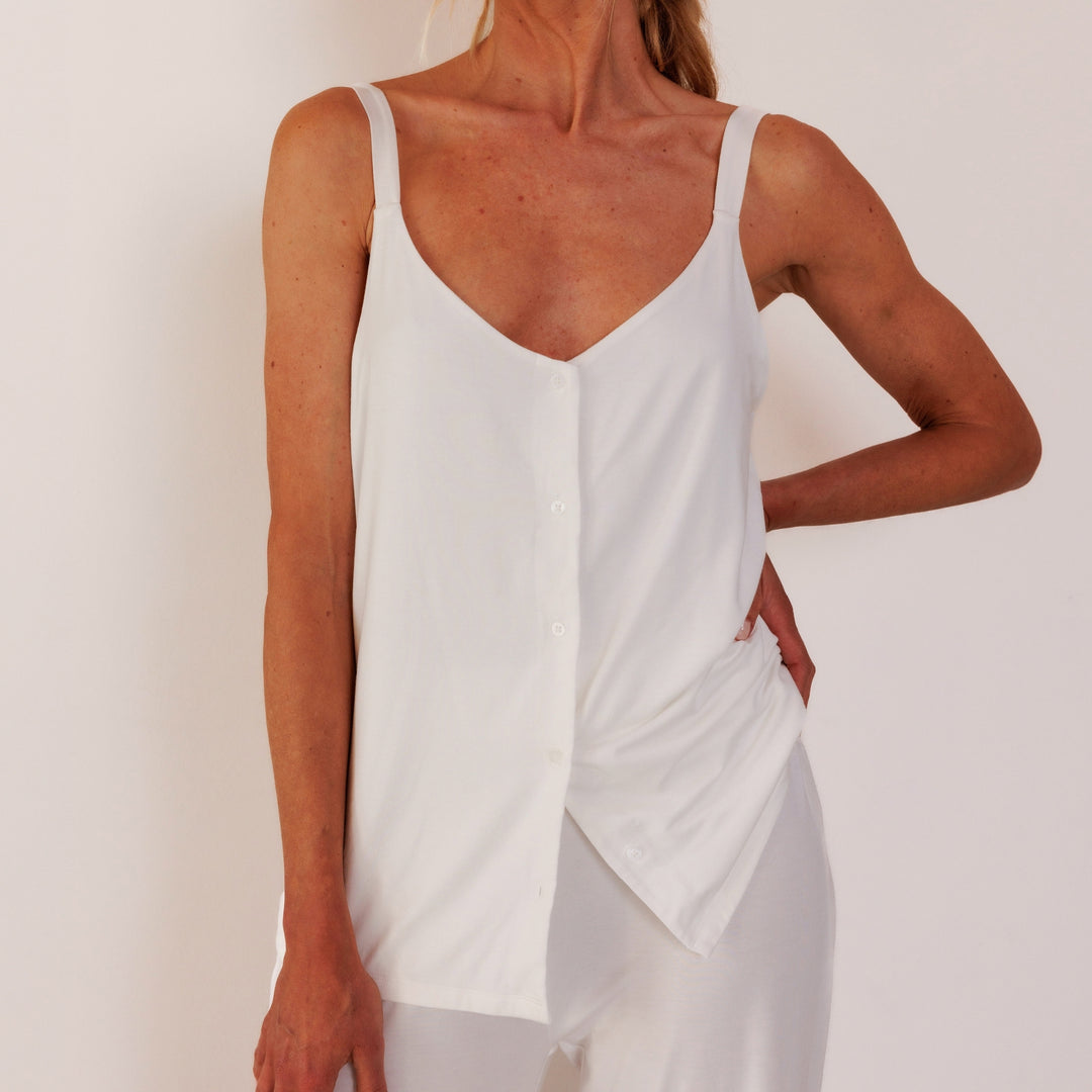 TENCEL™ Pyjama Top Dames Off White