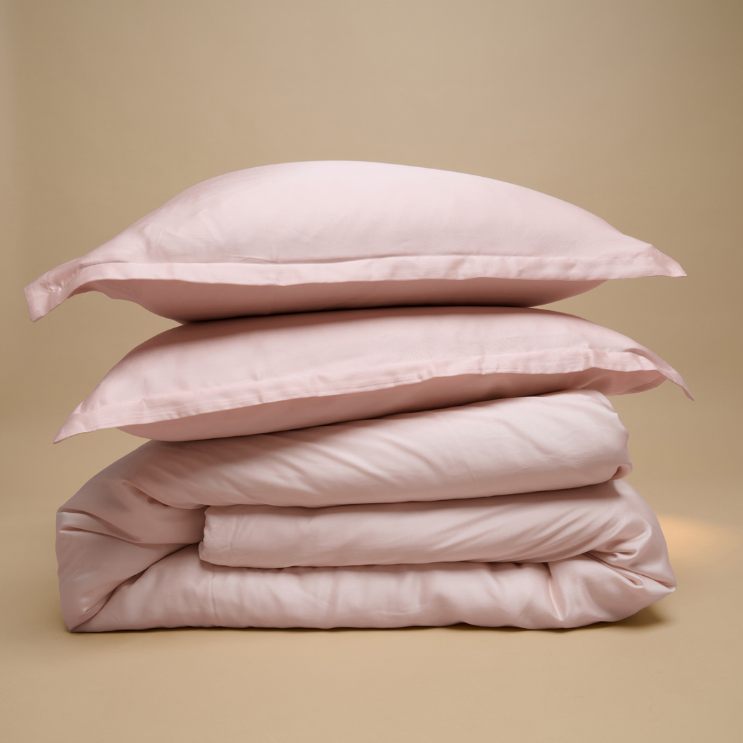 Tweepersoons TENCEL™ Sateen dekbedovertrek in Licht roze met bijpassende kussenslopen