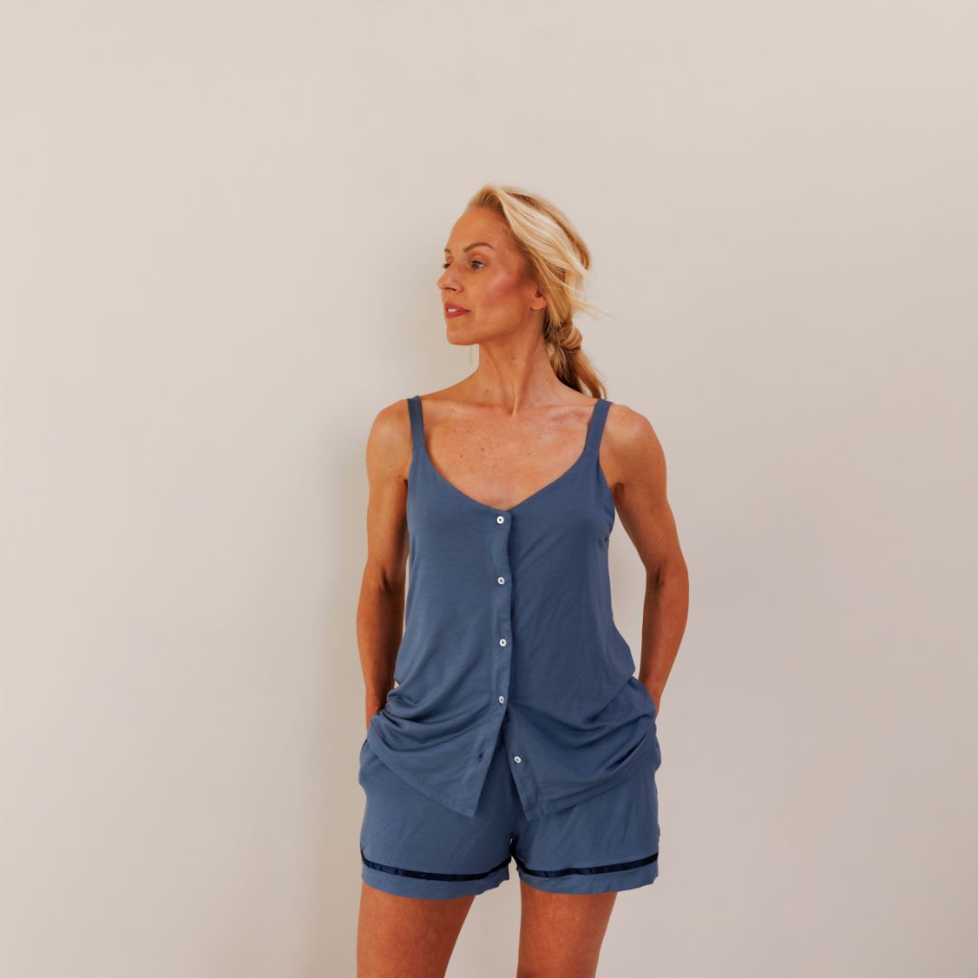 TENCEL™ Pyjama Set Kort Dames Donker Blauw