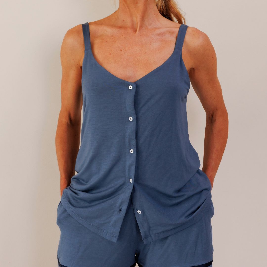 TENCEL™ Pyjama Top Dames Donker Blauw