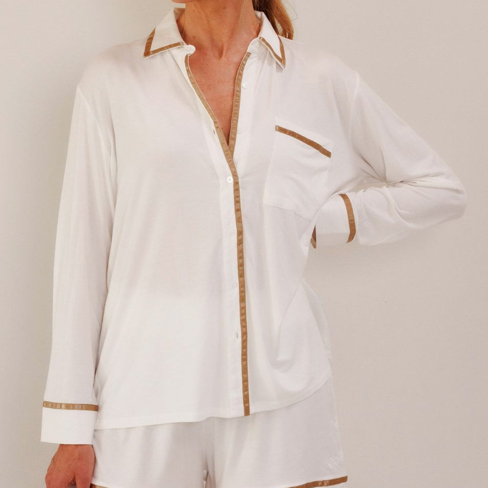 TENCEL™ Pyjama Shirt Dames Off White