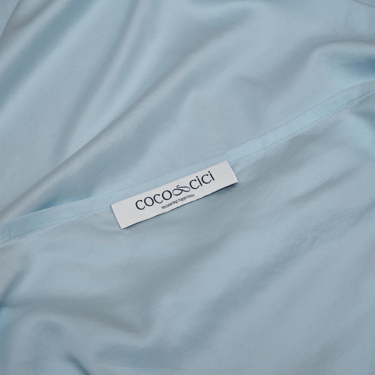 Sluiting van TENCEL™ Sateen kussensloop in Jeans Blue