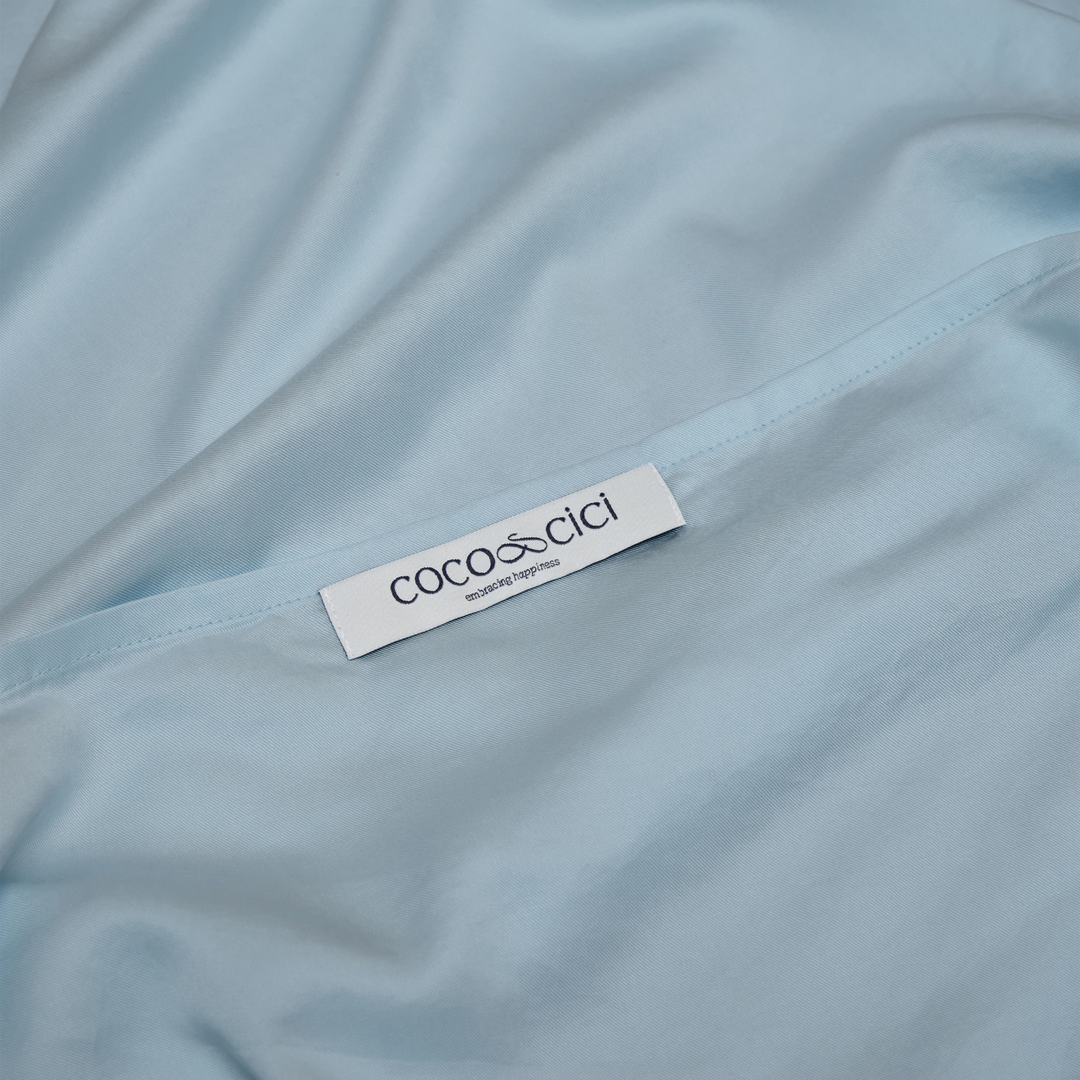 Sluiting van TENCEL™ Sateen kussensloop in Jeans Blue
