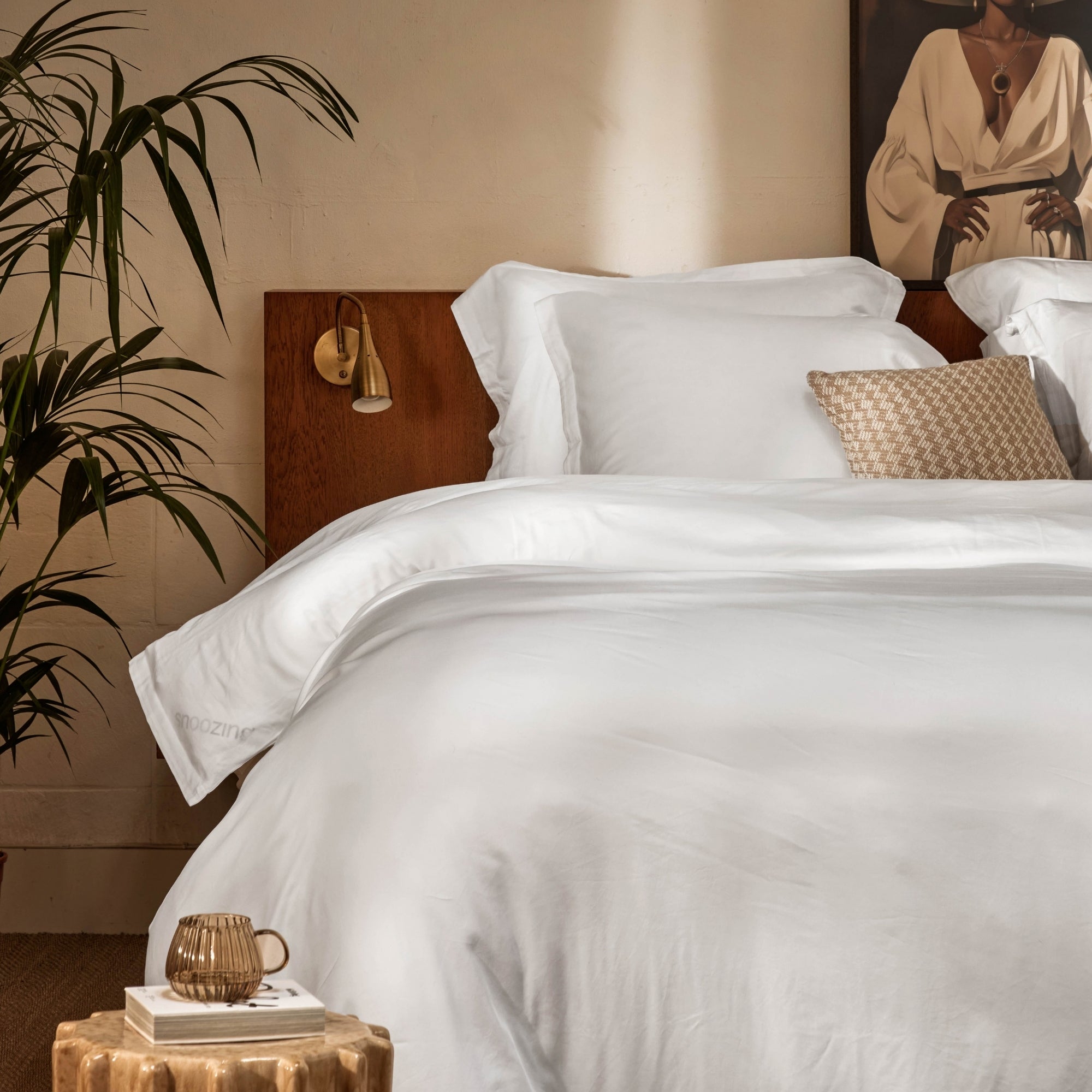Wit TENCEL Twill dekbedovertrek op 2 persoons bed
