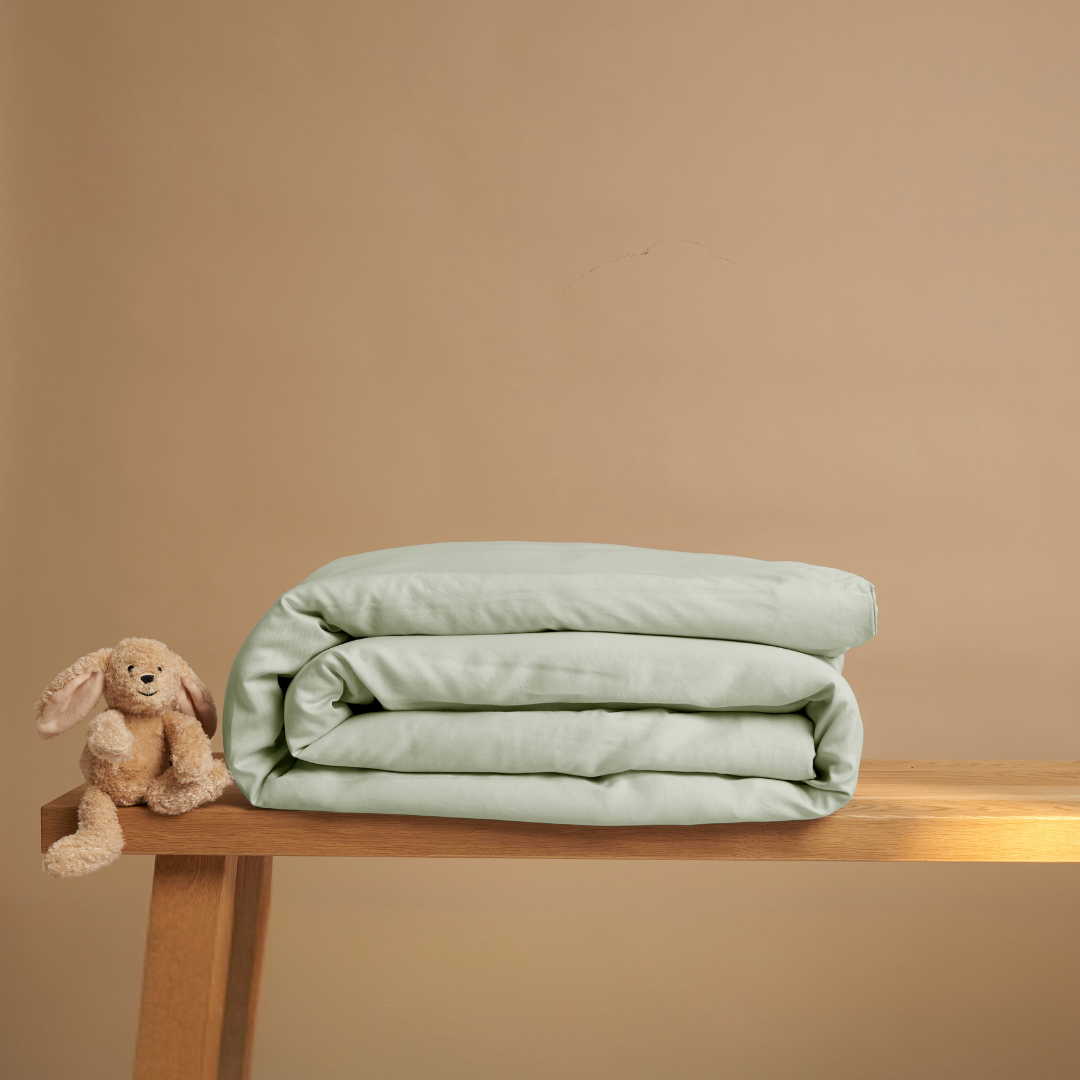 Kids - TENCEL™ Sateen Dekbedovertrek Grijs Groen