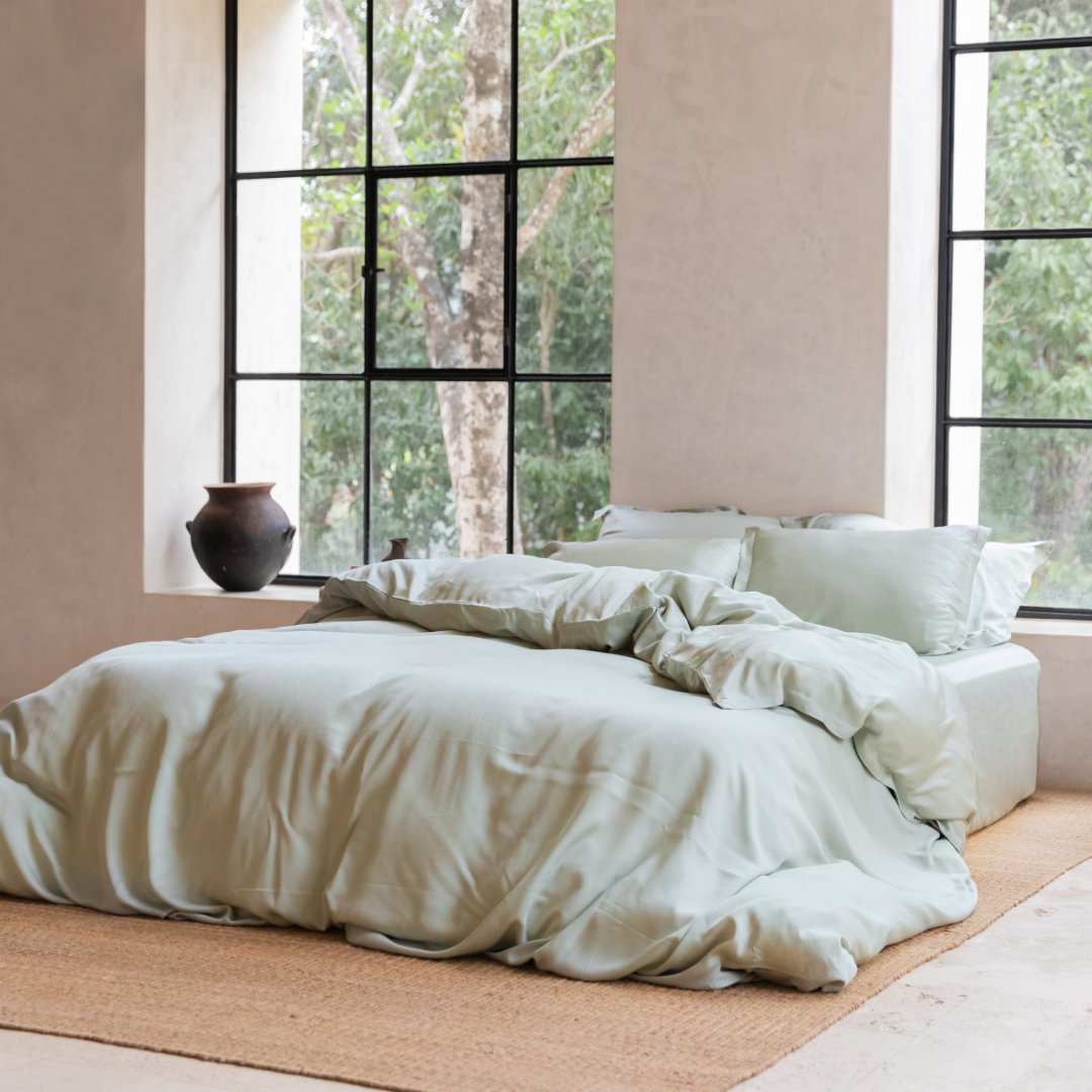TENCEL™ - Sateen Dekbedovertrek Grijs Groen