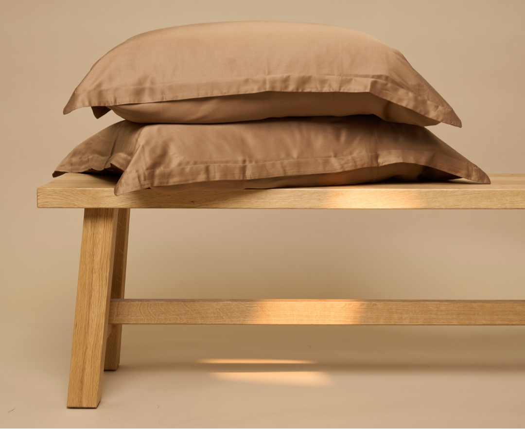 Twee eco bamboe kussenslopen in de kleur Hazel bruin
