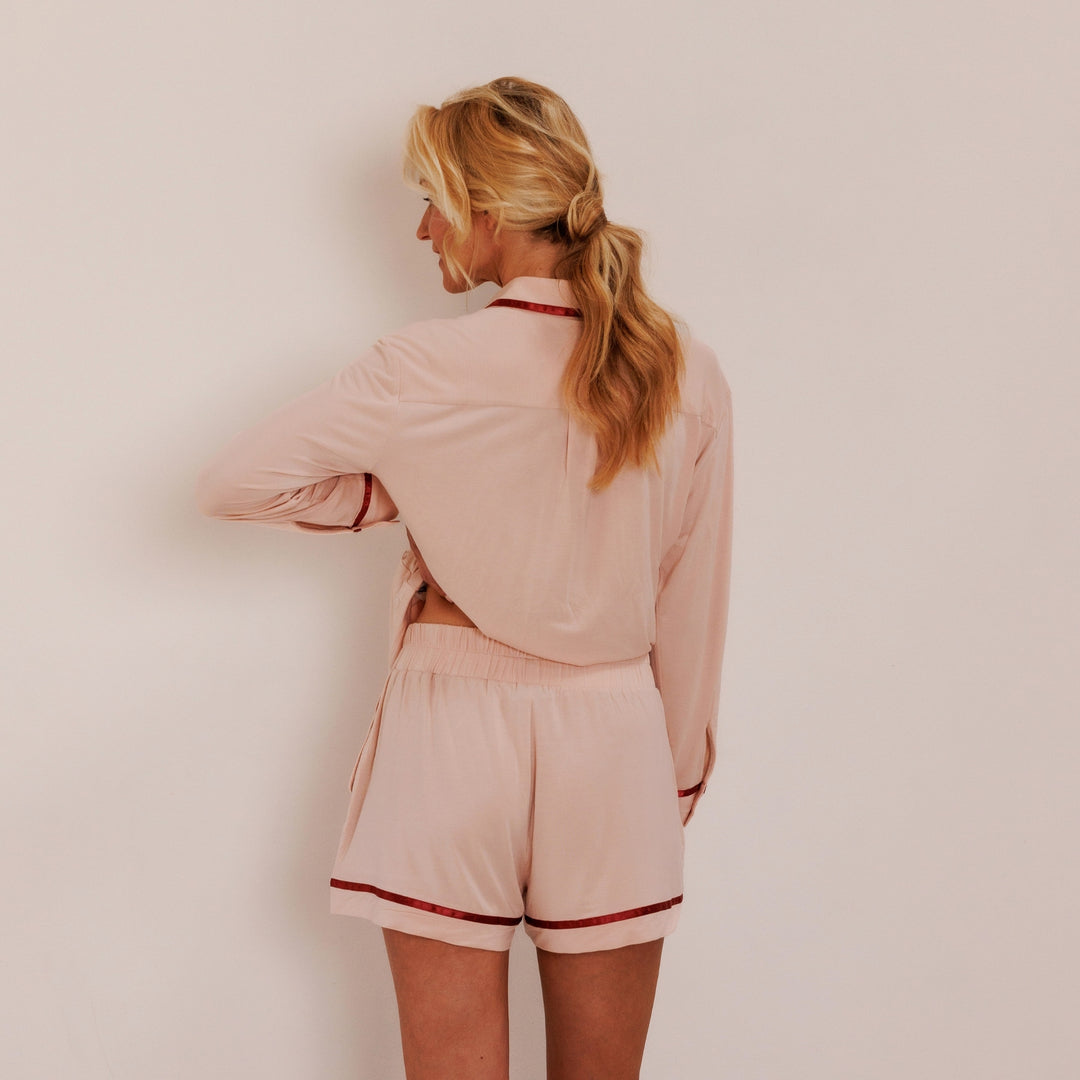 TENCEL™ Pyjama Set Shirt & Short Dames Powder Peach