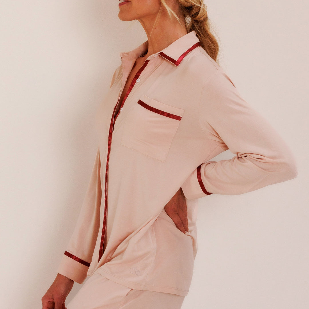 TENCEL™ Pyjama Shirt Dames Powder Peach