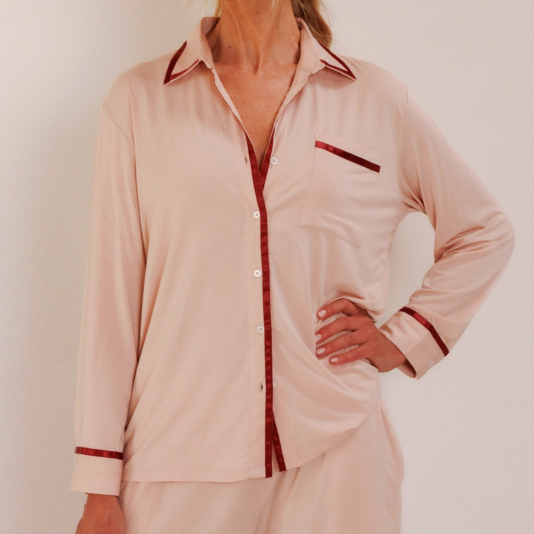 TENCEL™ Pyjama Shirt Dames Powder Peach