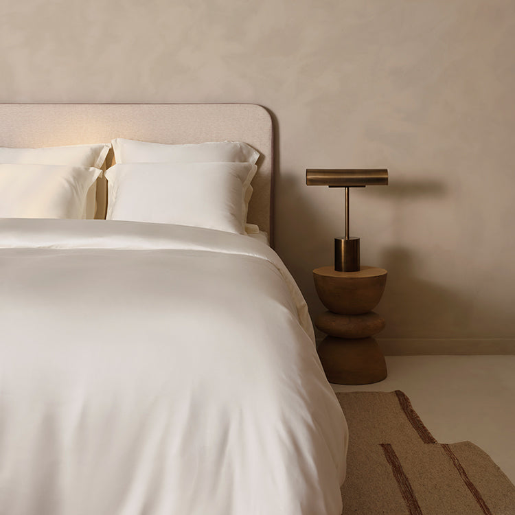 Opgemaakt bed met 100% TENCEL Dekbedovertrek Off White